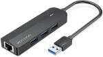 Vention 3-Port USB 3.0 Hub with Gigabit Ethernet Adapter, 0.15M - fekete (CHNBB)