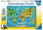 Ravensburger 150 db-os XXL puzzle - Állatos világtérkép (13287) (13287)