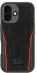 Audi Apple iPhone 16 Fekete és piros Audi Eredeti Bőr MagSafe Keménytok