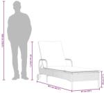 vidaXL Napozóágy - Polyrattan - Fekete - 200cm (368308)