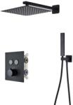  Zuhanycsap szett, Blackswan, M149 típus, matt fekete modell, 2 utas és termosztáttal, mérete 30 cm