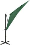 vidaXL Konzolos Napernyő - Zöld - 250cm - LED (312321)