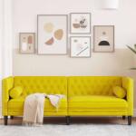 vidaXL Chesterfield Bársony Kanapé - 3 Személyes - Sárga (372699)