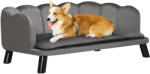 PawHut Párnázott kanapé kutyáknak PawHut, Fa/poliészter, Terhelhetőség 32 kg, 98, 5x60, 5x35, 5 cm, Sötétszürke
