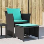 vidaXL Polyrattan Kerti Szék Lábtartóval - Fekete (368624)