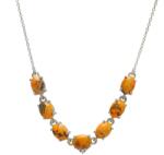  Ezüst Bumble Bee Jáspis Nyaklánc - Természetes Cirkónia