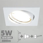 V-TAC LED spot szett: fehér bill. keret, négyzet + 4, 5 Wattos, természetes fehér GU10 LED lámpa + GU10 csatlakozó (kettesével rendelhető) (27169)