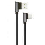 V-TAC Diamond L alakú USB - USB-C nejlon-szövetkábel (1 méter) fekete - USB 2.0 (22432)