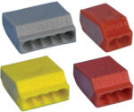 Tracon Csavar nélküli vezetékösszekötő, sárga 4×(0, 75-2, 5mm2) 450VAC, max. 16A (TRC254)