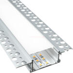 Alu-LED ALP-014 Ezüst - Gipszkartonba süllyeszthető alu profil LED szalaghoz (Opál búrával) (AN23002)