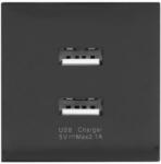 ORNO USB töltőaljzat beépíthető fekete 2, 1A (OR-GM-9010-B-USBX2)