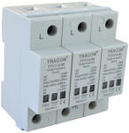 Tracon AC/DC túlfeszültség levezető, 1+2-es típus, egybeépített 230/400 V, 50 Hz, 8 kA (10/350 us) 40/80 kA (8/20 us), 3P (TTV1-2-80-3P)