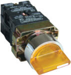 TRACON Világítókaros kapcsoló, fémalap, sárga, LED, 3állású, izzó n. 1×NC+1×NO, 3A/400V AC, IP42 (NYGBK3565S)