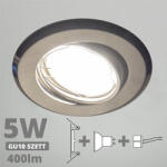 V-TAC LED spot szett: mattkróm bill. keret + 4, 5 Wattos, természetes fehér GU10 LED lámpa + GU10 csatlakozó (kettesével rendelhető) (27151)