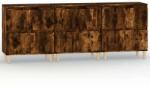 vidaXL 3 db füstös tölgy színű szerelt fa tálalószekrény 60x35x70 cm (3185772) - pepita
