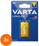 VARTA Set 2 x Baterie Alcalina Varta Longlife, 9 V, 6LR61 (TIV-2xVARTA-4122/1B) Baterii de unica folosinta