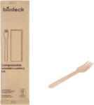 Biodeck Set Tacamuri de Unica Folosinta, Biodegradabile, Lemn, Furculita si Servetel Kraft, 250 Bucati (SET-LEMN-SL-FSK-250)