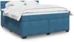 vidaXL kék bársony rugós ágy matraccal 180 x 200 cm (3286394)