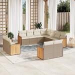 vidaXL 11 részes bézs polyrattan kerti ülőgarnitúra párnákkal (3260581)