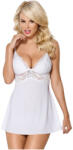 Obsessive - babydoll cu dantelă și tanga - alb (92931100005)