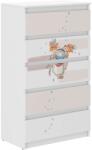 Ifjúsági 5 fiókos Komód - Maci - fehér-bézs