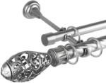  Elegáns Dupla Függönyrúd - Fém - Ezüst - 400 cm (TOLEDO - D03-400)