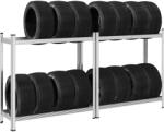 vidaXL 2 db acél 2 rétegű gumiabroncs polc ezüst 110x40x109 cm (4016967)