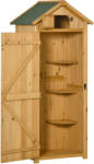 Outsunny Kerti szerszámtároló szekrény, Outsunny, Fa, Vízálló, 3 kivehető polc, 77 x 54, 2 x 179 cm, Bézs