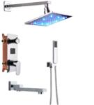  Zuhanycsap szett, Blackswan, M73.64 LED típus, fényes króm modell, mérete 20 cm