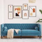 vidaXL Chesterfield Bársony Kanapé - Kék - 3 Személyes (372701)