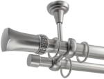  Pluto Dupla Függönyrúd - 320 cm - Fém, Ezüst (PLUTO-SILVER-02-320)