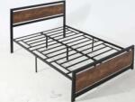 HomCom Ipari stílusú ágykeret, Homcom, fa/acél, 140 x 200 cm, fekete/barna