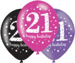 Amscan Születésnapi számos lufi 21 - rózsaszín party 6 db