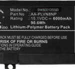 VHBW Notebook akkumulátor Samsung AA-PLVN8NP, BA43-00359A - 6000 mAh 15, 1 V Li-polimer, fekete (800105590)