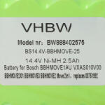VHBW Akkumulátor Bosch GPRHC18SV007, FD8901, GP180SCHSV12Y2H, 00751992 típusokhoz - 2500 mAh, 14, 4 V, NiMH (888402575)