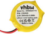 VHBW Számítógépes BIOS akkumulátor CR2025, 02K6502, 02K6489, 02K6486 - 200 mAh 3 V Li-Mn (888201715)
