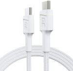Green Cell fehér USB Kábel GC Power Stream USB-C 120 cm Gyorstöltési funkcióval, Power Delivery 60W, Ultra Charge, Quick Charge 3.0 KABGC30W (36627)