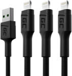 Green Cell 3 x GC Ray USB - Lightning 200cm gyors töltés Apple, fehér LED KABGCSET06 (KABGCSET06)