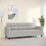 vidaXL Canapea cu 3 locuri, gri deschis, 180 cm, țesătură microfibră (359568) Canapea