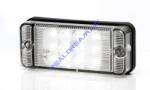 WAS W84d tipuscsalád. 702. Univerzális, hátsó keskeny és lapos téglalap alakú fehér tolató lámpa, -gumi alátéttel. 12-24V, -os kivitel. 12 Led. 168 lumen. Vízállóság: IP66/68. Méretei: 107, 4x46, 7x23mm. 