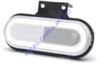 WAS W198, -as tipuscsalád. 1401. Első (fehér) ovális alaku NEON Led, -es helyzetjelző lámpa, prizmával, felfogatási adapterrel. 12-24V, -os kivitel. Vízállóság: IP6K9K. Méretei: 124X68X42mm. 25 cm vezeték