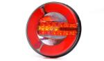 WAS W153, -as tipuscsalád. 1129. Kerek, Led, -es (részben NEON) hátsólámpa. Új design, FUTÓ INDEXES, 3funkció. (hj. +fék+index), 12V-24V, átm. : 142mm, vast. : 38mm, csavartáv. : 45mm (1129DD-W153DD)