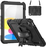 Gigapack Apple IPAD 10.9 (2022) defender műanyag telefonvédő (ütésállóság, kitámasztó, 360° + kézpánt, vállpánt) fekete (GP-149259)