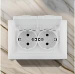 SCHELDEN Priza dubla alb monobloc cu capac prot. copii SCHELDEN (9206-55CP)