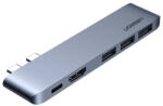 UGREEN 2XUSB-C, 3x USB-A 3.0 Adapter Hub, HDMI, MacBook kompatibilis, ezüst (60559) - speedshop
