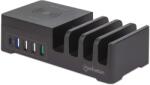 Manhattan 102230 4x USB Type-A / 1x USB Type-C Hálózati Töltő - 55 W, Fekete