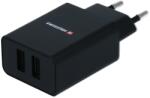 SWISSTEN 22058000 2x USB Type-A Smart IC Hálózati Töltő és 1.2m Lightning kábel - 5 V / 2.1 A, Fekete