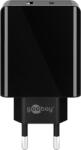 Goobay Hálózati USB-A + USB-C Gyorstöltő - 28 W, Fekete