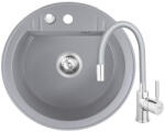 FERRO Set chiuveta Ferro granit rotunda, 51 cm , gri cu baterie flexibila Ferro gri