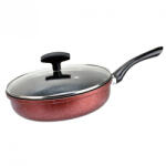 Rosberg Tigaie cu capac din sticla Rosberg R51319G26CD, 26 cm, Acoperire marmura, Inductie, Bordeaux melange (R51319G26CD)